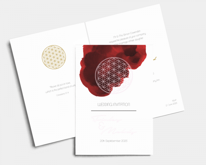 Flower of Life - Wedding Invitation - Folded Card (portrait)
