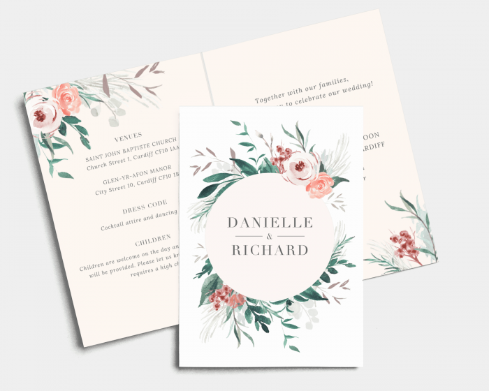 Wild Wreath - Wedding Invitation - Folded Card (portrait)