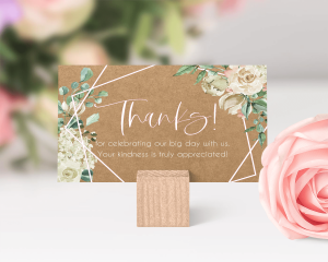 Rose Bianco - Small Wedding Thank You Card