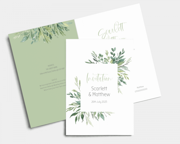 Leaves - Wedding Invitation - Folded Card (portrait)