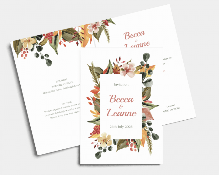 October Tones - Wedding Invitation - Folded Card (portrait)
