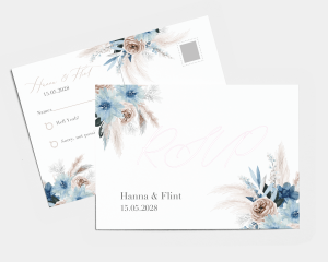 Bloomy Blue - RSVP Card (landscape)