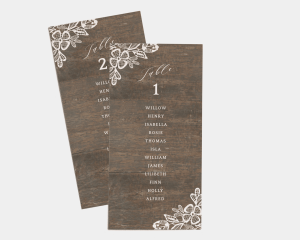 Woodgrain Lace - Seating Cards 1 - 10