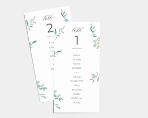 Leafy Ampersand - Seating Cards 1 - 10