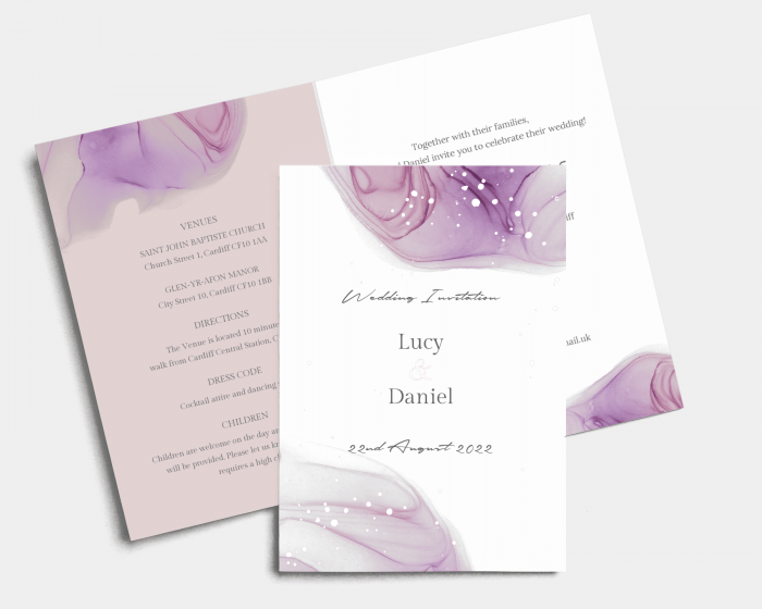 Purple Ink - Wedding Invitation - Folded Card (portrait)