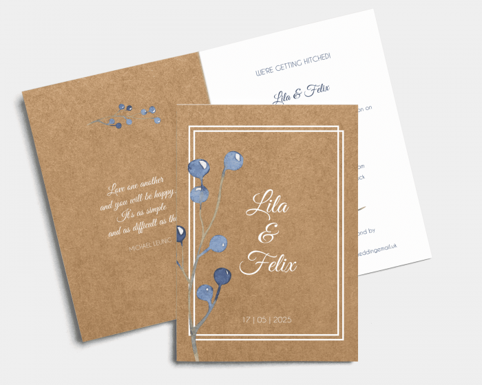 Blueberry - Wedding Invitation - Folded Card (portrait)