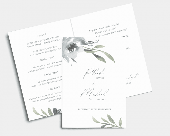Muted Floral - Wedding Invitation - Folded Card (portrait)