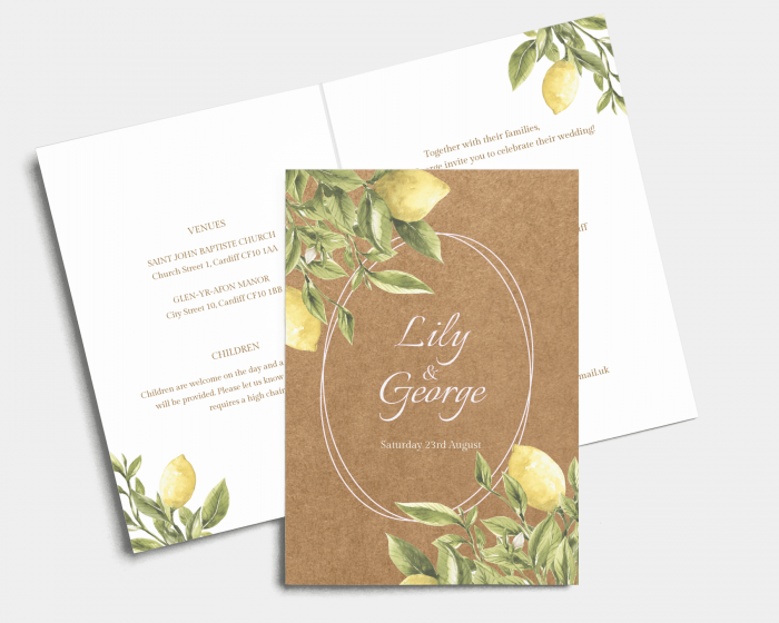 Lemon - Wedding Invitation - Folded Card (portrait)