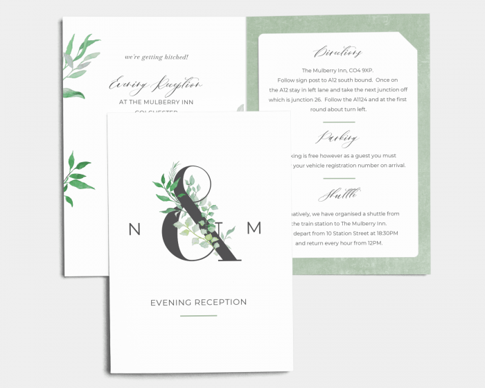 Leafy Ampersand - Wedding Invitation with Insert