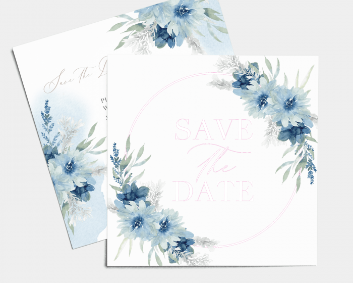 Bloomy Blue - Save the Date Card (square)