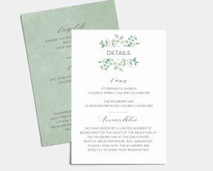 Leafy Ampersand - Wedding Information Card