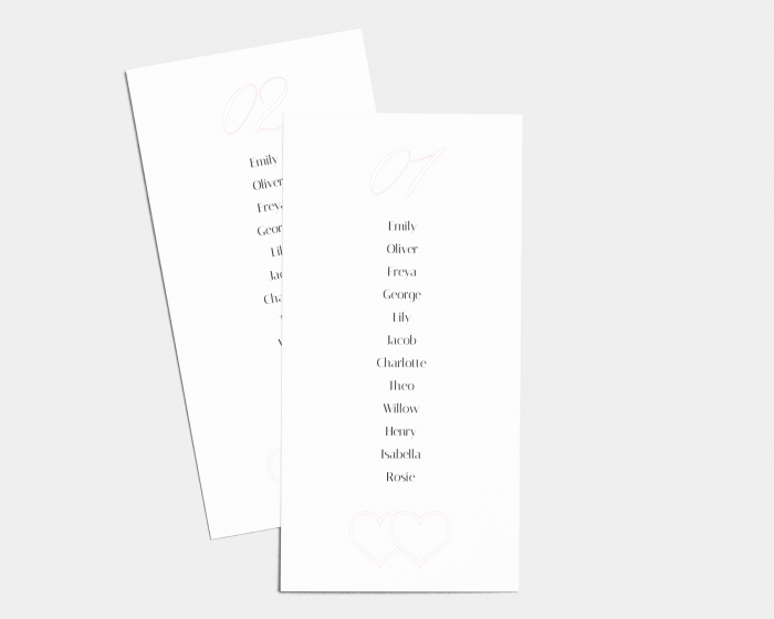 Hearts - Seating Cards 1 - 10