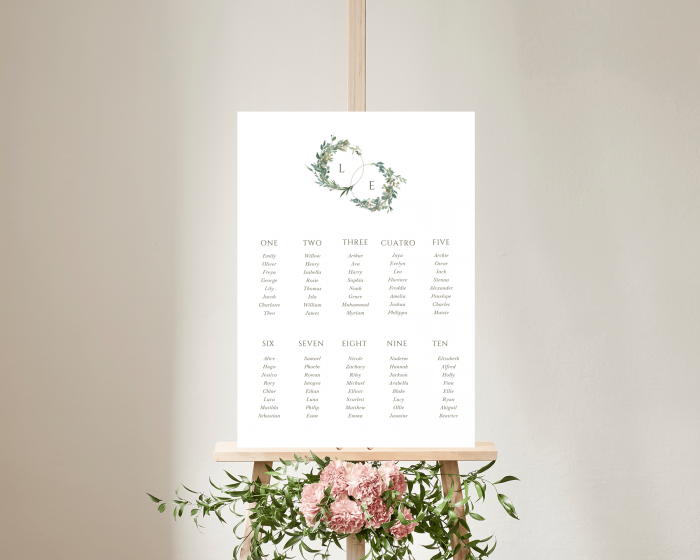 Leafy Hoops - Seating Plan Poster 50x70 cm (portrait)