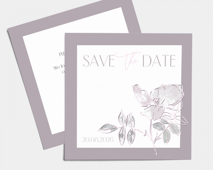 Lined Rose - Save the Date Card (square)