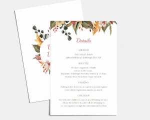 October Tones - Wedding Information Card