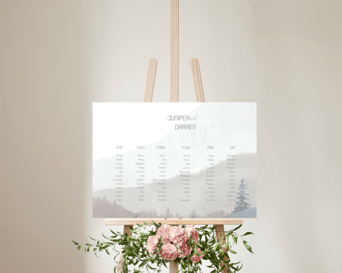 Painted Mountains - Seating Plan Poster 70x50 cm (landscape)
