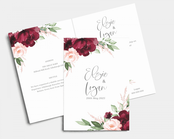 Beloved Floral - Wedding Invitation - Folded Card (portrait)