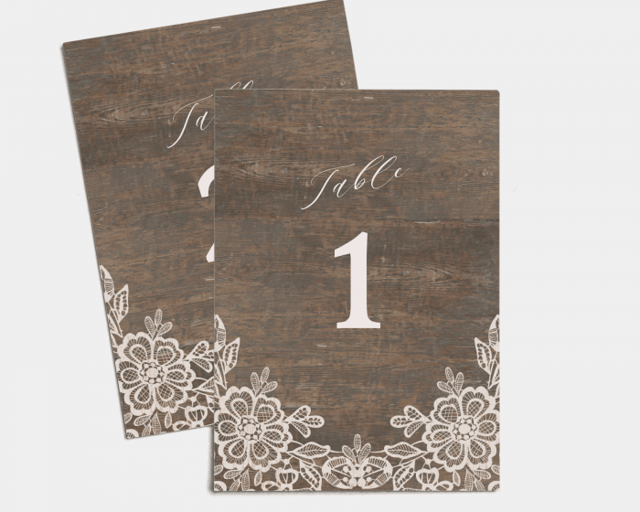 Woodgrain Lace - Table Numbers set 1 - 10
