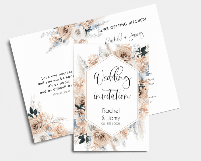 Bloomy Boho - Wedding Invitation - Folded Card (portrait)