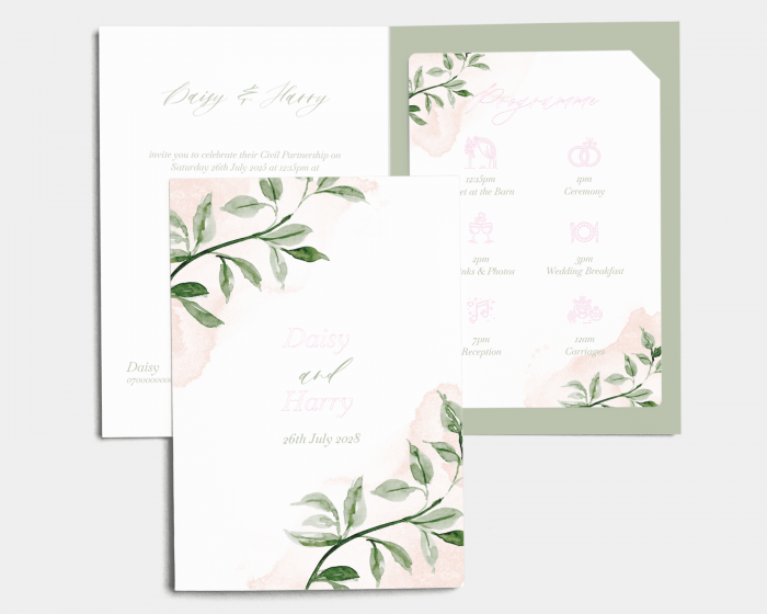 Green and Peach - Wedding Invitation with Insert