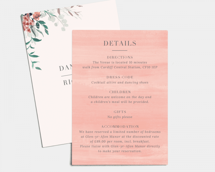 Wild Wreath - Wedding Information Card