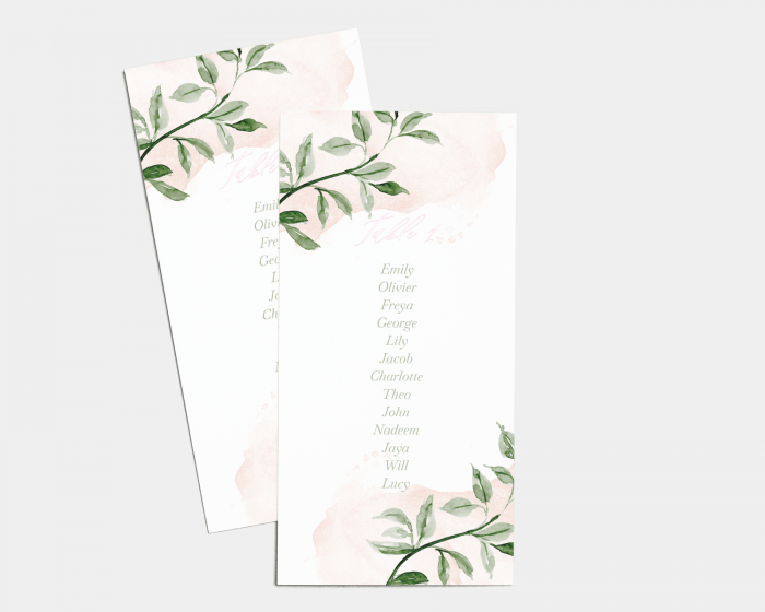 Green and Peach - Seating Cards 1 - 10