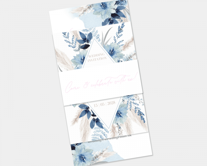 Bloomy Blue - 3 Piece Wedding Invitation