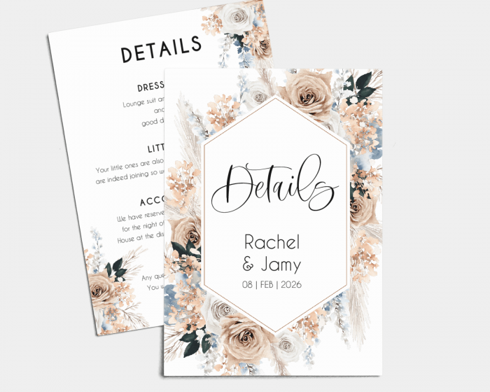 Bloomy Boho - Wedding Information Card