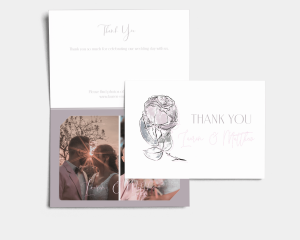 Lined Rose - Thank You Card with Insert
