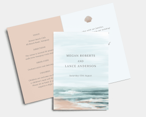 Painted Beach - Wedding Invitation - Folded Card (portrait)