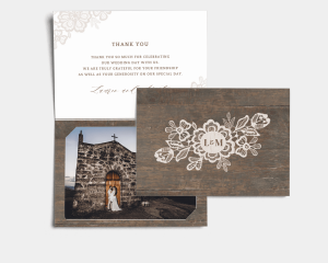 Woodgrain Lace - Thank You Card with Insert