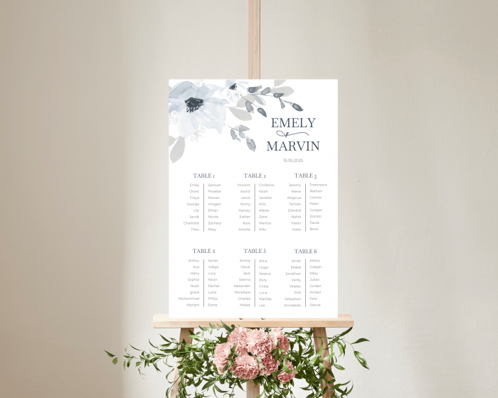 Shades of Blue - Seating Plan Poster 50x70 cm (portrait)
