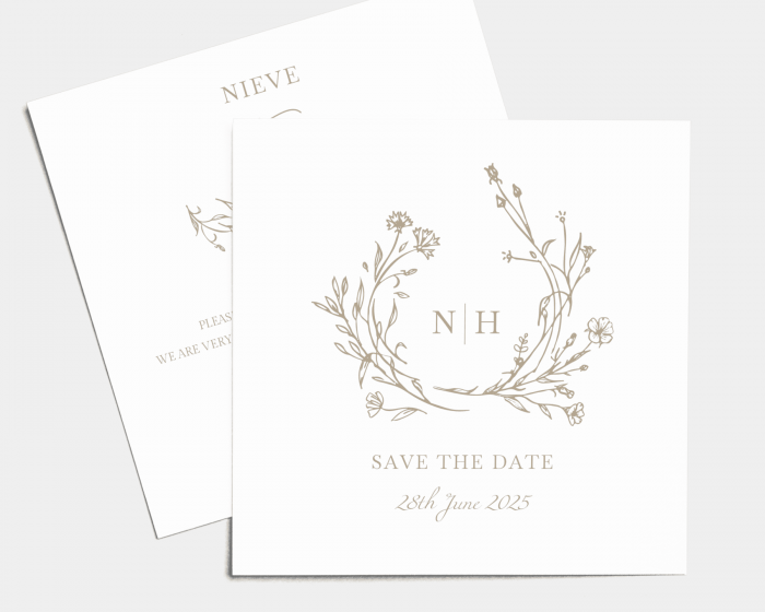 Natural Monogram - Save the Date Card (square)