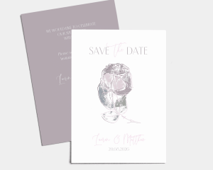 Lined Rose - Save the Date Card (portrait)