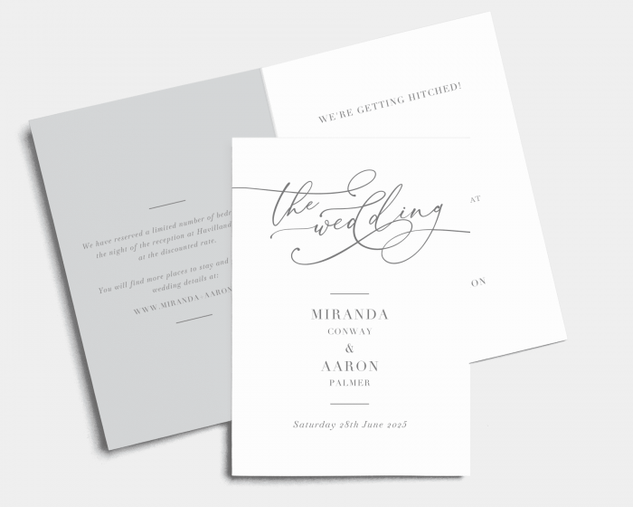 Romantic Calligraphy - Wedding Invitation - Folded Card (portrait)