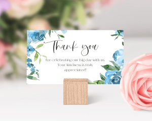 Blue Romance - Small Wedding Thank You Card