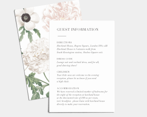 Vintage Peony - Wedding Information Card