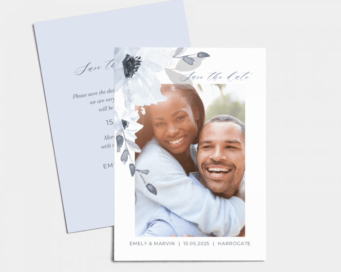 Shades of Blue - Save the Date Card (portrait)