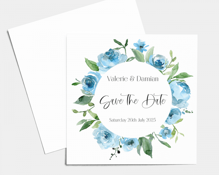 Blue Romance - Save the Date Card (square)
